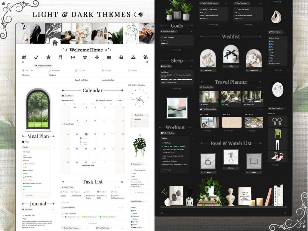 That Girl Aesthetic Notion Planner Template | All-in-One Life Dashboard for Goals, Habit and Wellness Tracking | Digital Productivity Hub