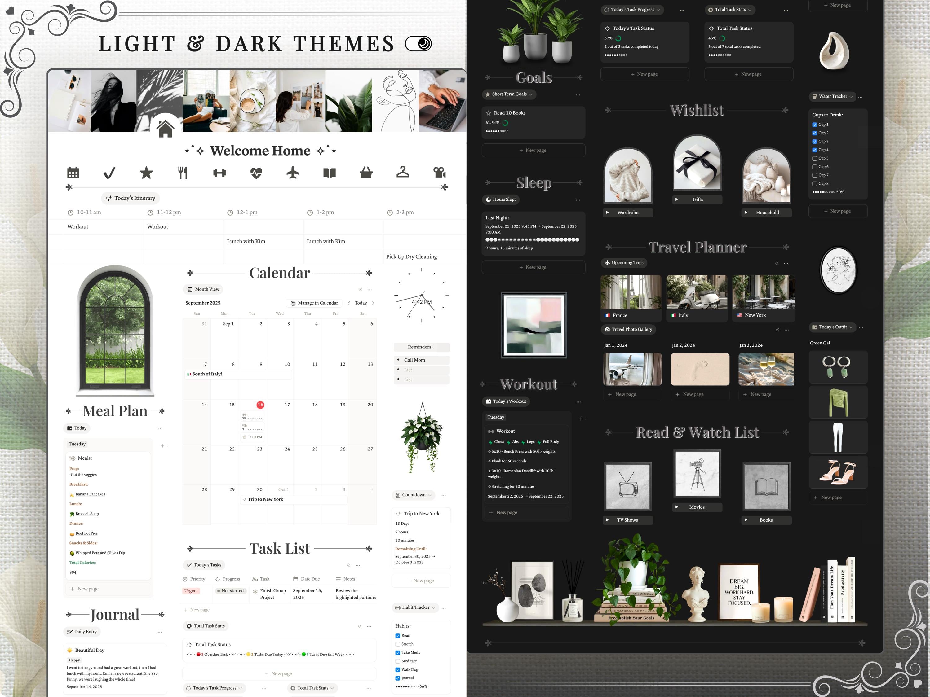 That Girl Aesthetic Notion Planner Template | All-in-One Life Dashboard for Goals, Habit and Wellness Tracking | Digital Productivity Hub