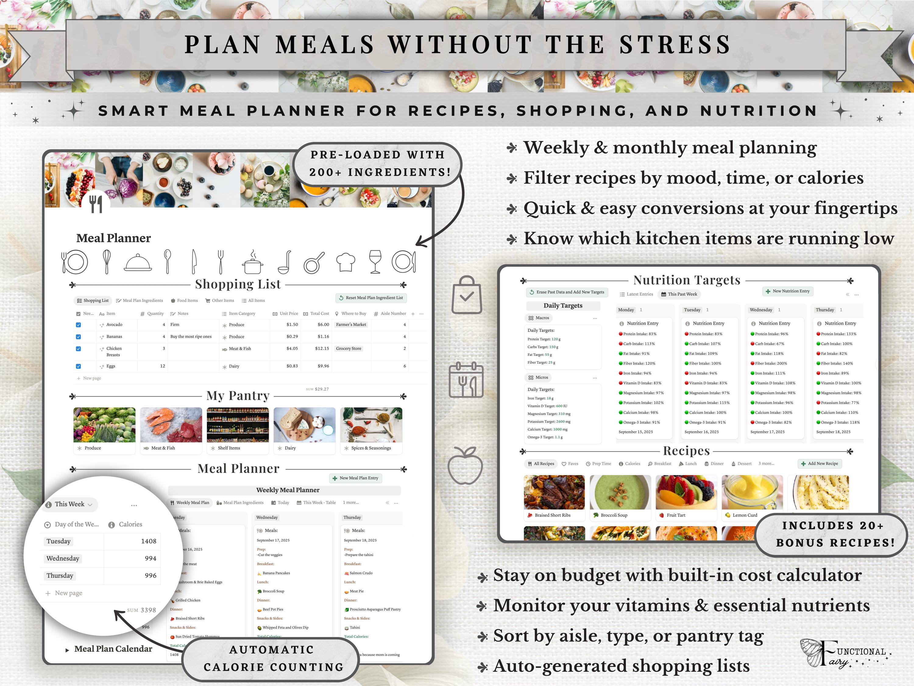 Wellness Planner Notion Template—Workout & Meal Planner Bundle, Fitness Planner, Habit Tracker, Meal Prep, Glow Up Planner, Health Dashboard