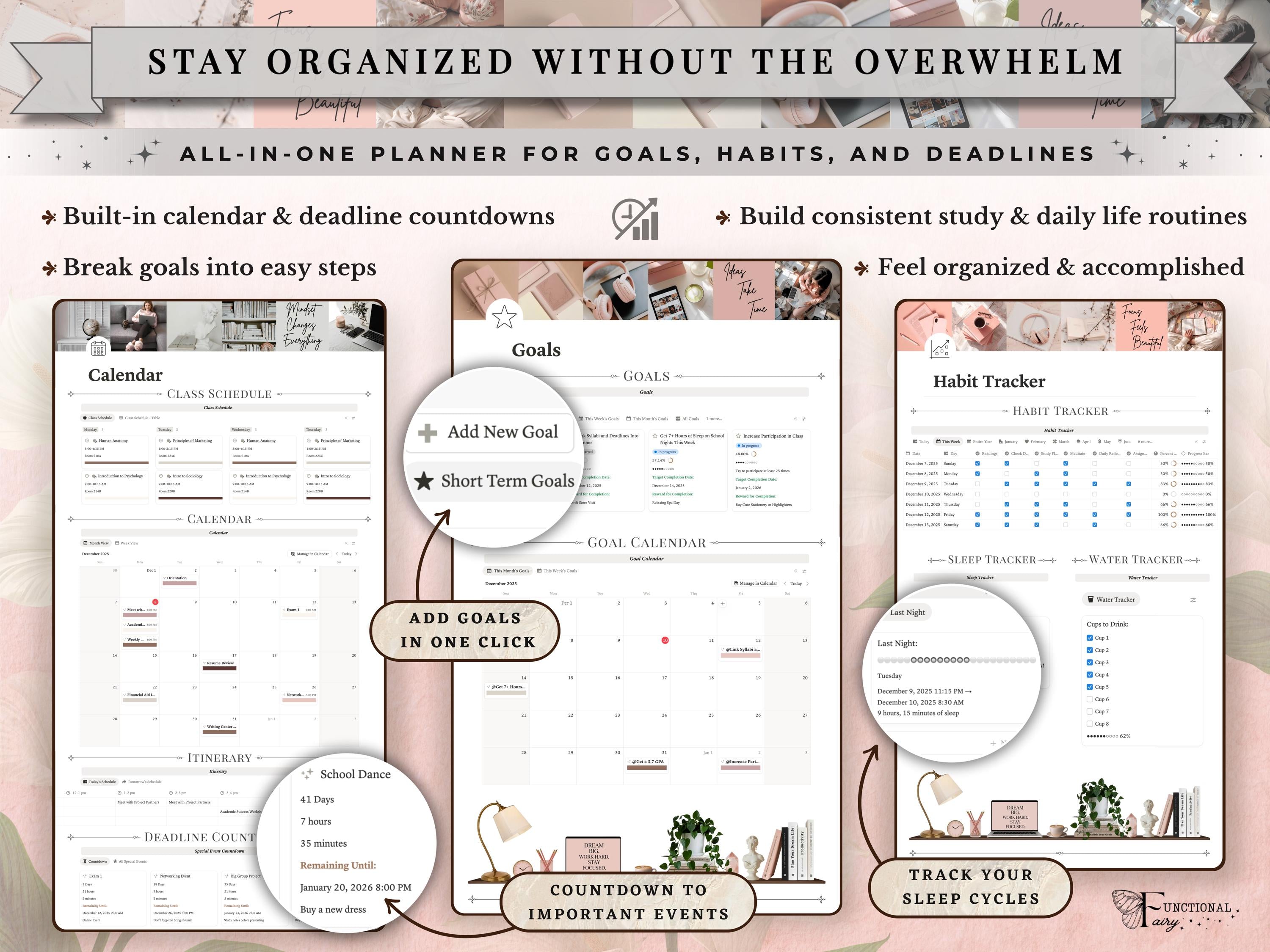 Academic Notion Planner for Students | Aesthetic All-in-One University/College Dashboard for ADHD Productivity | Ultimate School Template