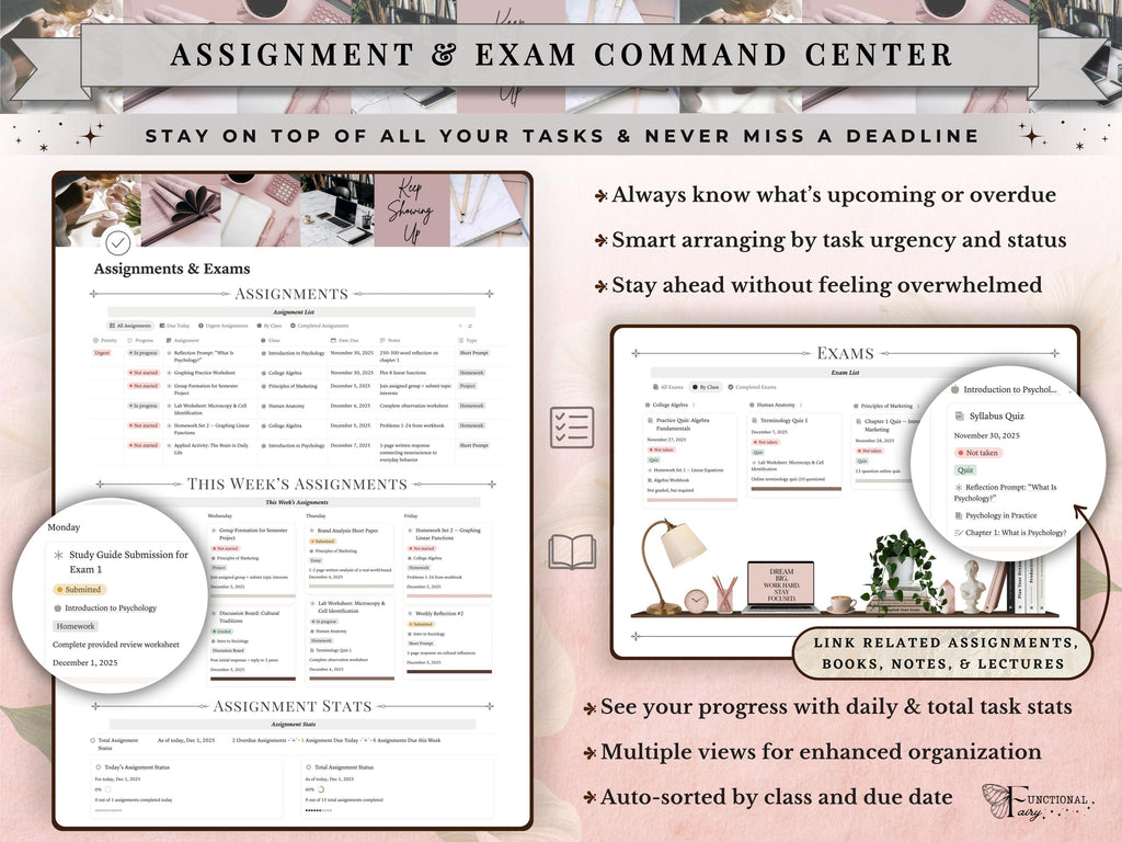 Academic Notion Planner for Students | Aesthetic All-in-One University/College Dashboard for ADHD Productivity | Ultimate School Template