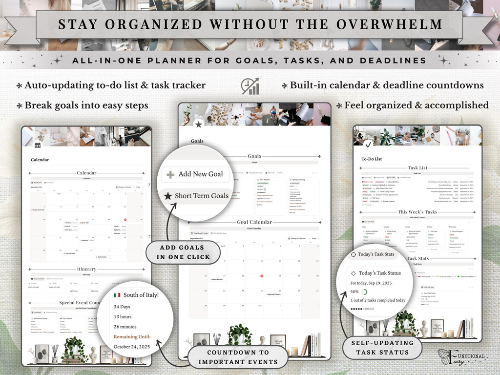 That Girl Aesthetic Notion Planner Template | All-in-One Life Dashboard for Goals, Habit and Wellness Tracking | Digital Productivity Hub