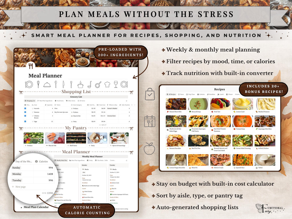Cozy Autumn Notion Planner Template | Fall Aesthetic Life Dashboard | All in One Digital Organizer for Goals, Habit and Self Care Tracking