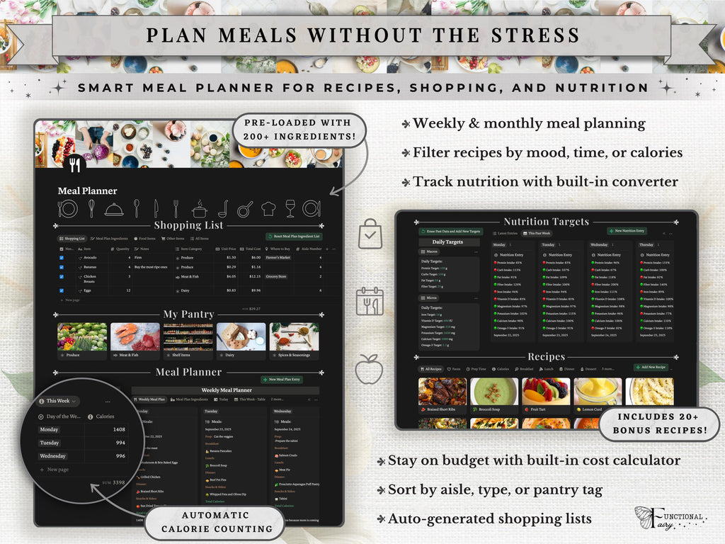 That Girl Aesthetic Notion Planner Template Dark Mode | All-in-One Life Dashboard | Goal, Habit and Wellness Tracker | Digital Productivity