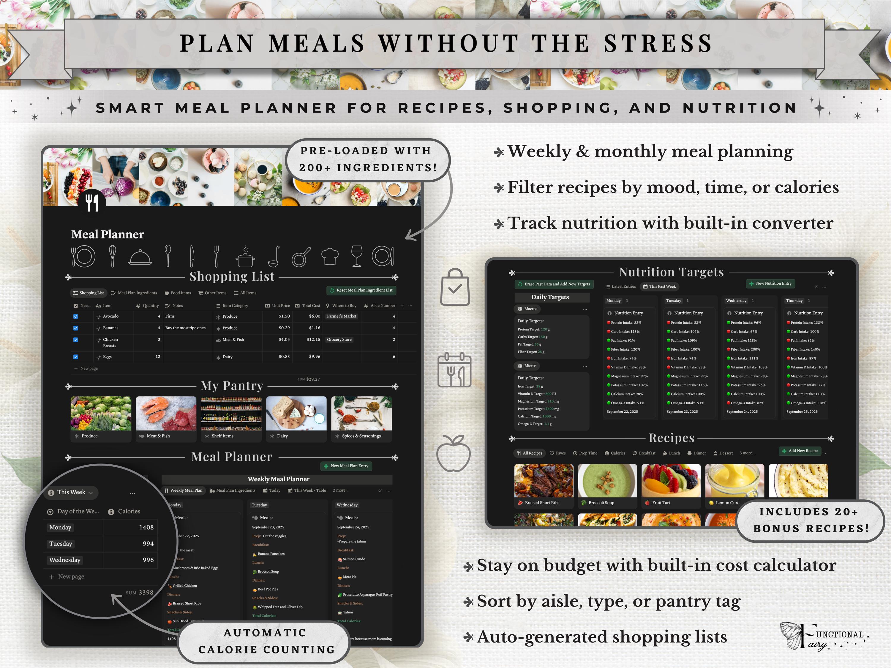 That Girl Aesthetic Notion Planner Template Dark Mode | All-in-One Life Dashboard | Goal, Habit and Wellness Tracker | Digital Productivity