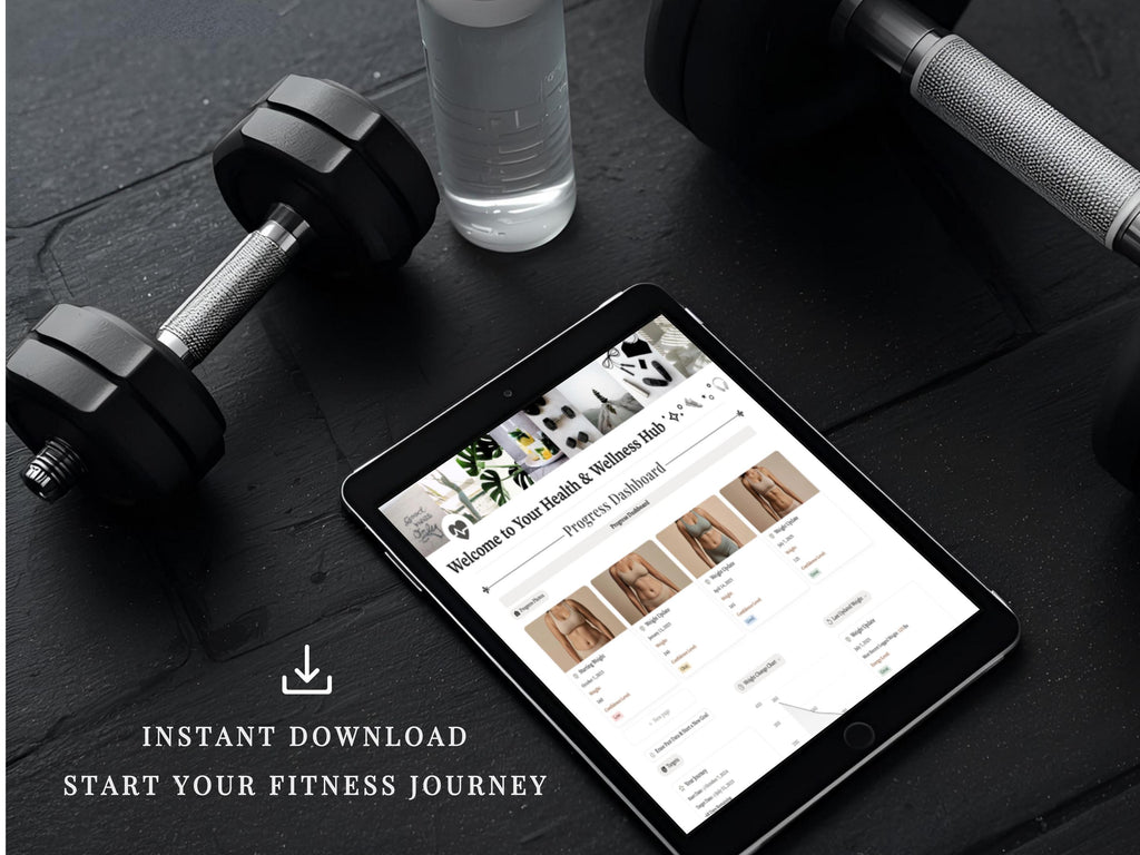 Ultimate Notion Workout Tracker Template | Fitness Planner Dashboard, Gym Log, Exercise Database, Body Measurements & Progress Photo Gallery