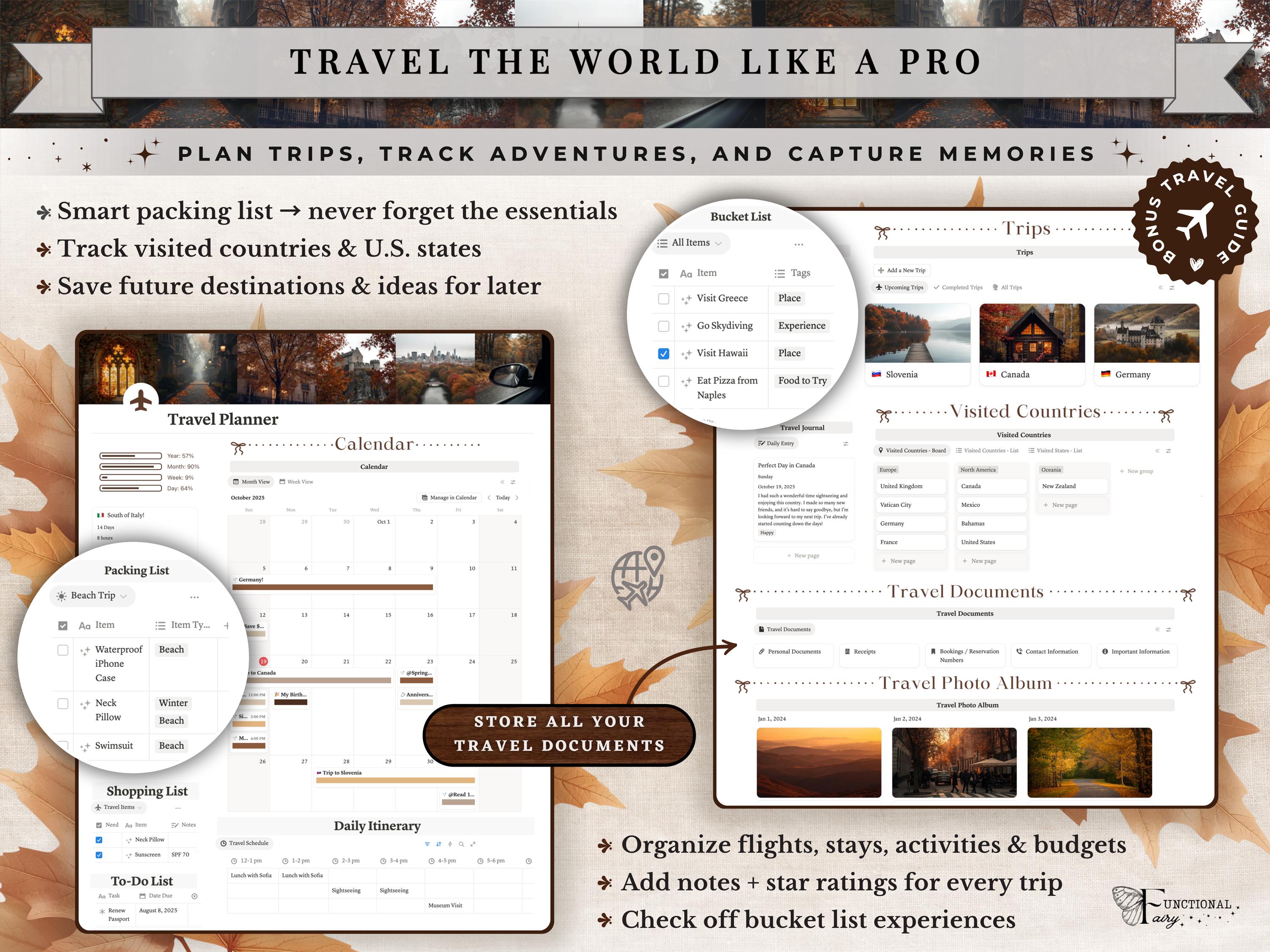 Cozy Autumn Notion Planner Template | Fall Aesthetic Life Dashboard | All in One Digital Organizer for Goals, Habit and Self Care Tracking