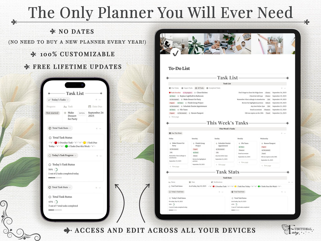 That Girl Aesthetic Notion Planner Template | All-in-One Life Dashboard for Goals, Habit and Wellness Tracking | Digital Productivity Hub