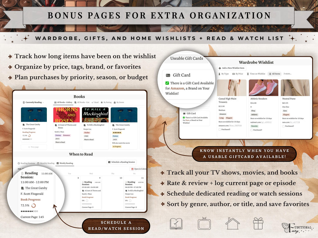 Cozy Autumn Notion Planner Template | Fall Aesthetic Life Dashboard | All in One Digital Organizer for Goals, Habit and Self Care Tracking