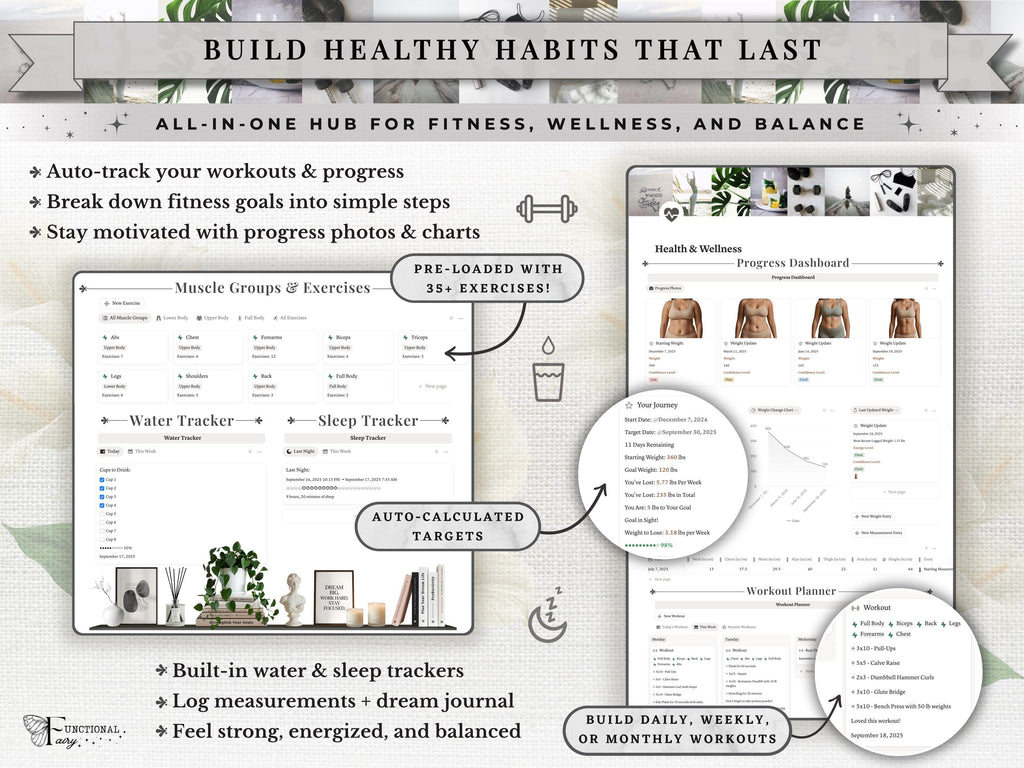 That Girl Aesthetic Notion Planner Template | All-in-One Life Dashboard for Goals, Habit and Wellness Tracking | Digital Productivity Hub