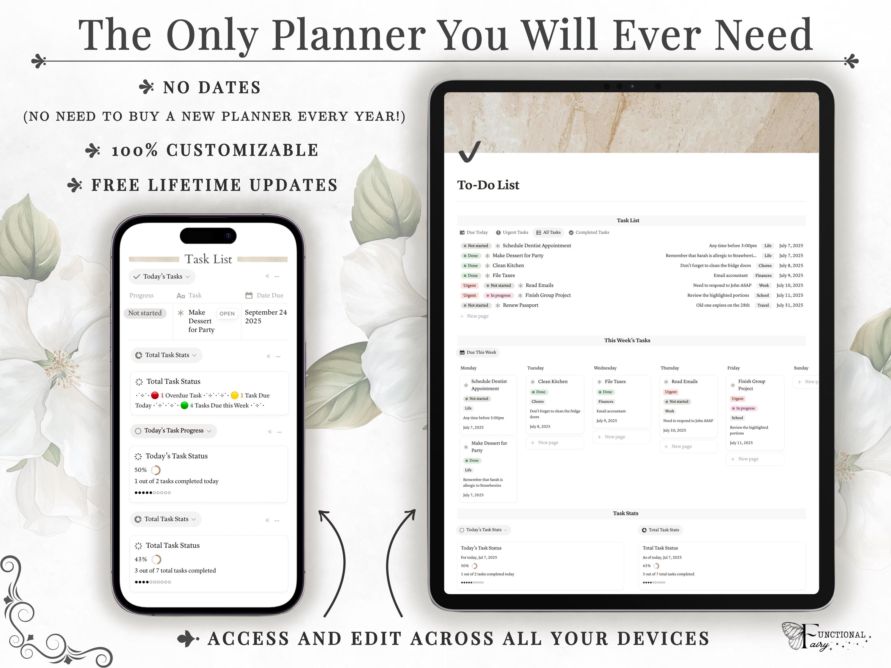 Clean Girl Aesthetic Notion Life Planner Template | Neutral All in One Dashboard— Second Brain for Goals, Calendar, Productivity & Self Care