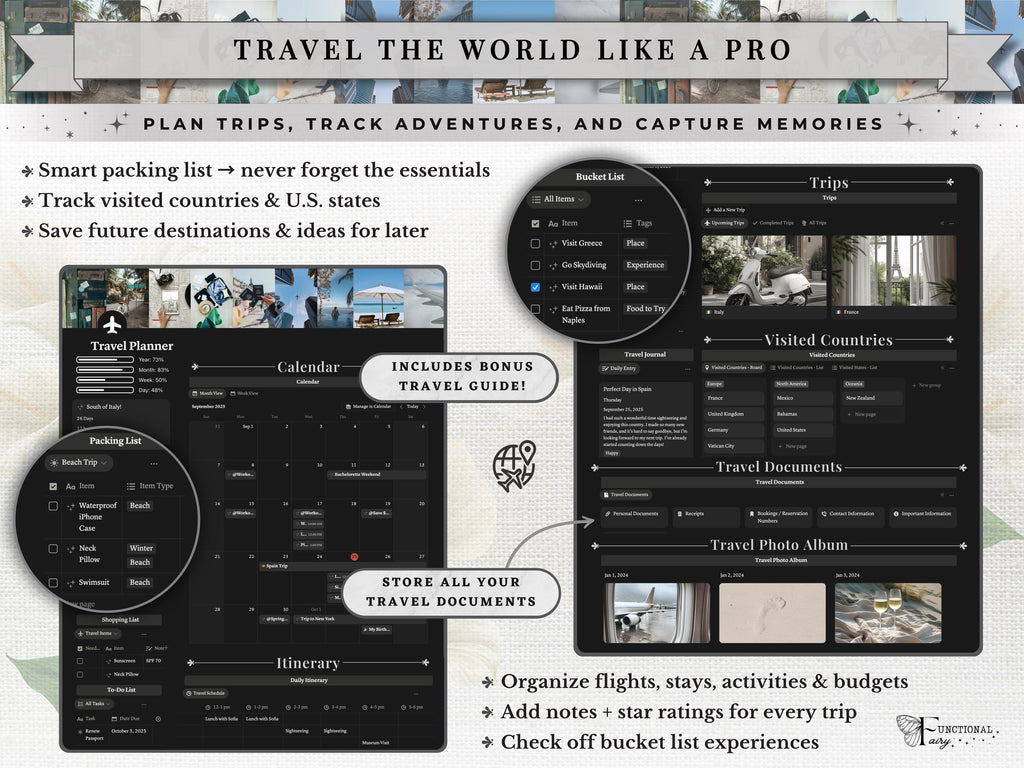 That Girl Aesthetic Notion Planner Template Dark Mode | All-in-One Life Dashboard | Goal, Habit and Wellness Tracker | Digital Productivity