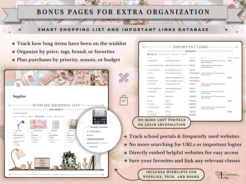 Academic Notion Planner for Students | Aesthetic All-in-One University/College Dashboard for ADHD Productivity | Ultimate School Template