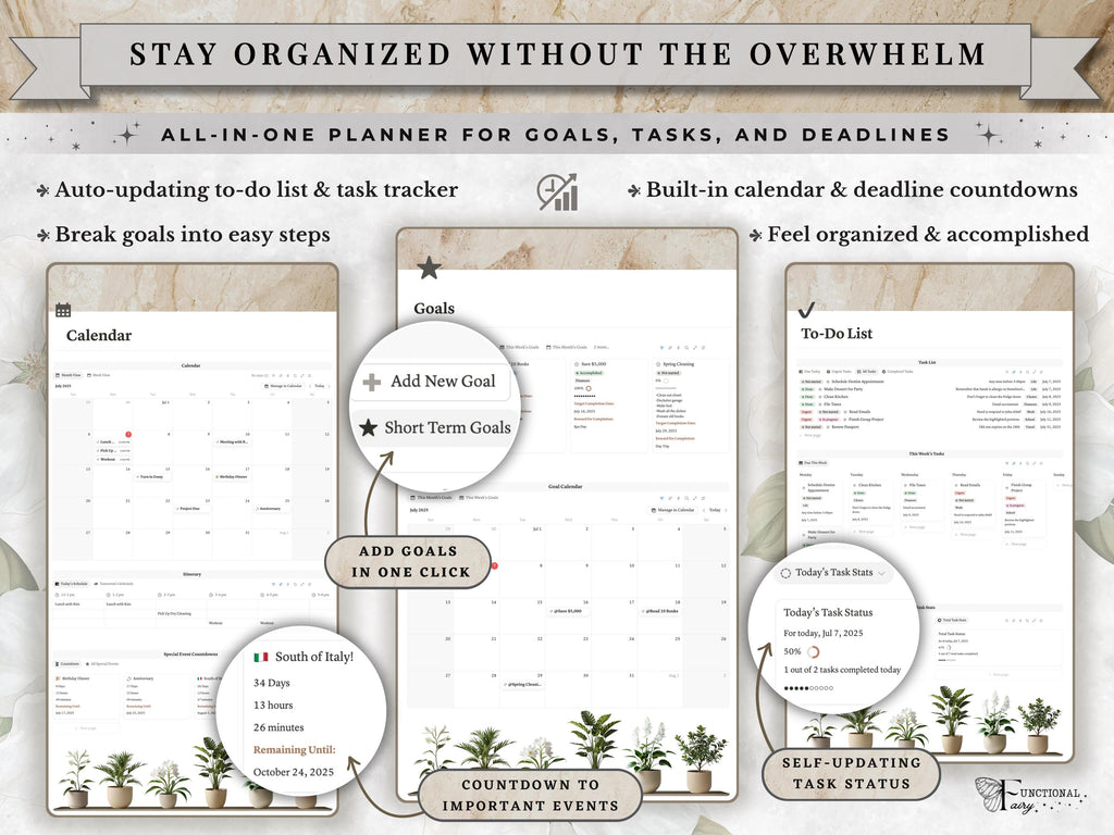 Clean Girl Aesthetic Notion Life Planner Template | Neutral All in One Dashboard— Second Brain for Goals, Calendar, Productivity & Self Care